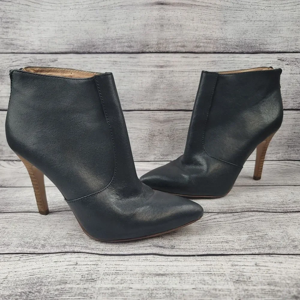Madewell | Jules High Heel Leather Booties E5368 Black Size 5.5